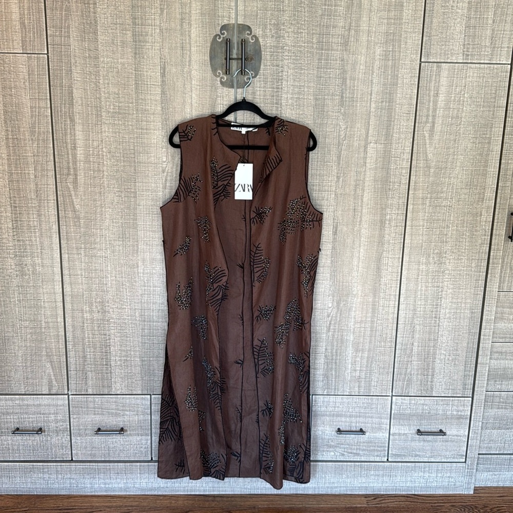 Zara Long Embroidered Vest‎